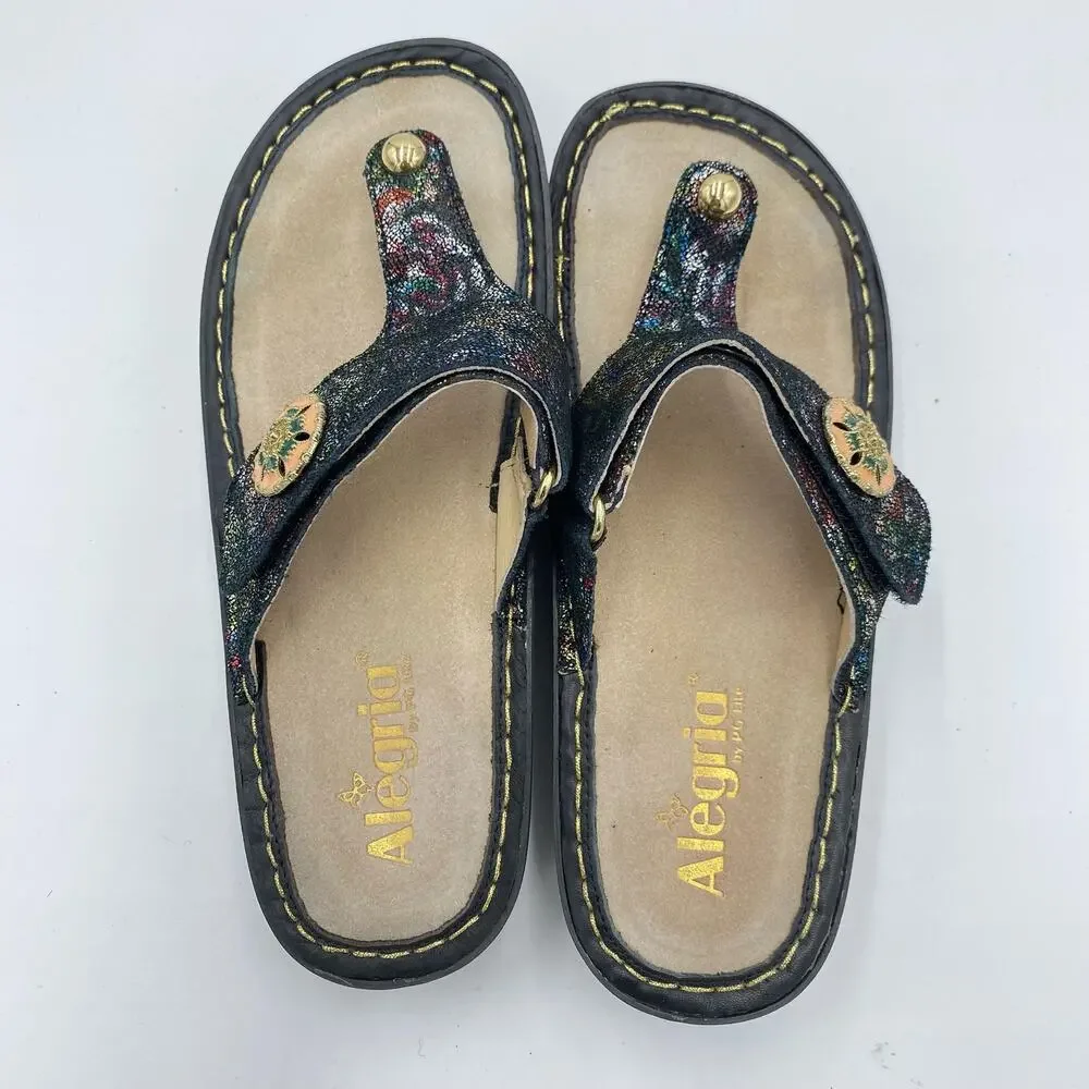 Alegria Women's Multicolor Metallic Carina Veranda Slip On Sandals Size 37